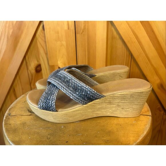 A. Giannetti Women Shoes sandals Gray Slide wedge Size 8 - Picture 3 of 8
